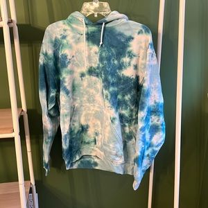 Blue-ish green and white tie-dye hoodie! Like new